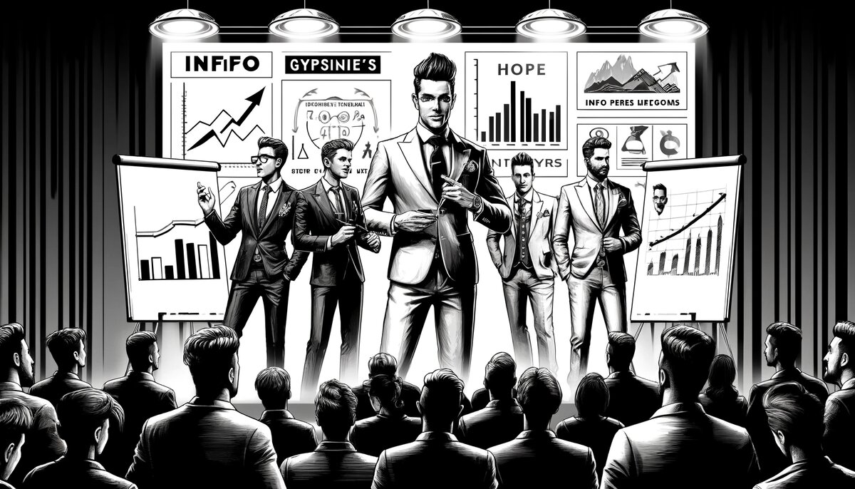 Картина тушью - инфоцыгане вышли просить подати. Нейросеть, 2024 год. 