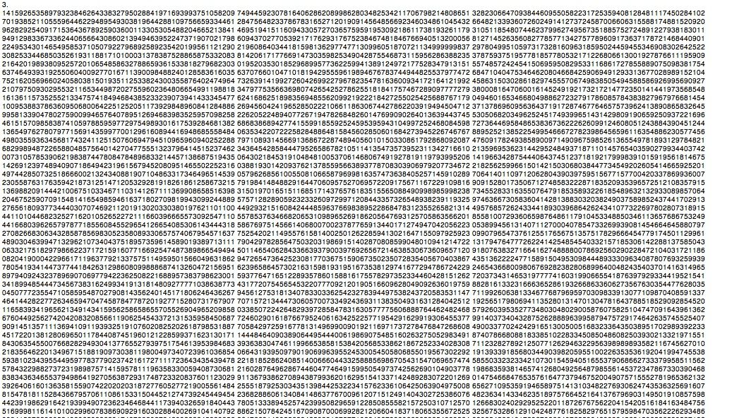 P значение число. Число пи 1000000 знаков после запятой. Полное число пи до триллиона знаков. Чему равно число пи полностью. Полное число пи до конца.