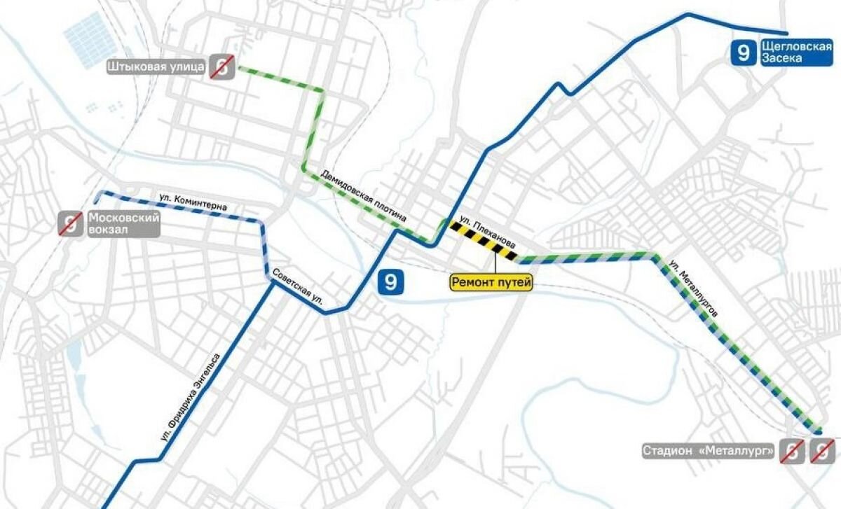 В Туле по улице Плеханова временно организовано реверсивное движение  трамвайного транспорта | «Тульские новости» | Дзен