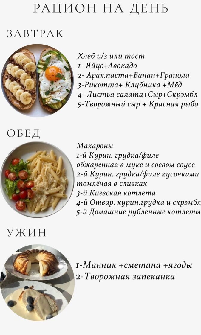 Пример меню