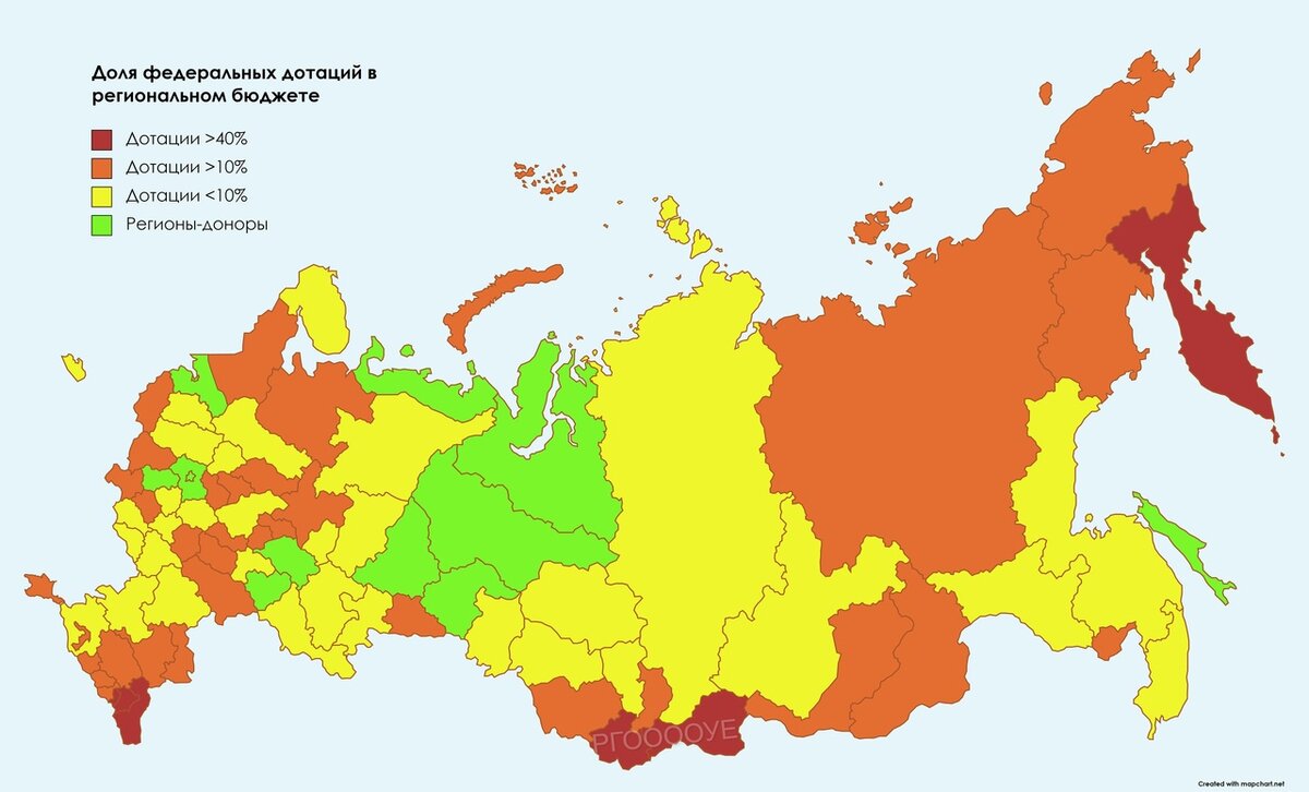 В комментариях часто пишут, что Москву кормят регионы. Действительно, в экономике есть такое деление, как «дотационный» и «донорский» регион.