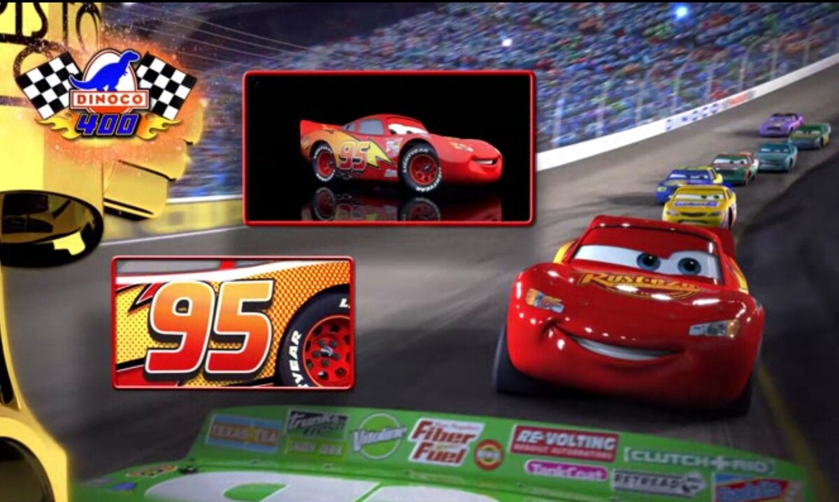    Номер 95 на борту Молнии МакКуин был выбран не случайно. В 1995 году на экраны вышел мультфильм «История игрушек», прославивший студию Pixar. Это была одна из первых успешных мультипликационных лент, выполненных с помощью компьютерной графики. Интересно, что в ранних набросках «Тачек» на кузове Молнии красовалась цифра 57 — в честь режиссера картины Джона Лассетера, родившегося в 1957 году.