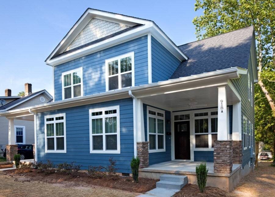 Architectural 7" wide insulated vinyl siding - Regatta Blue/White Trim - Классич