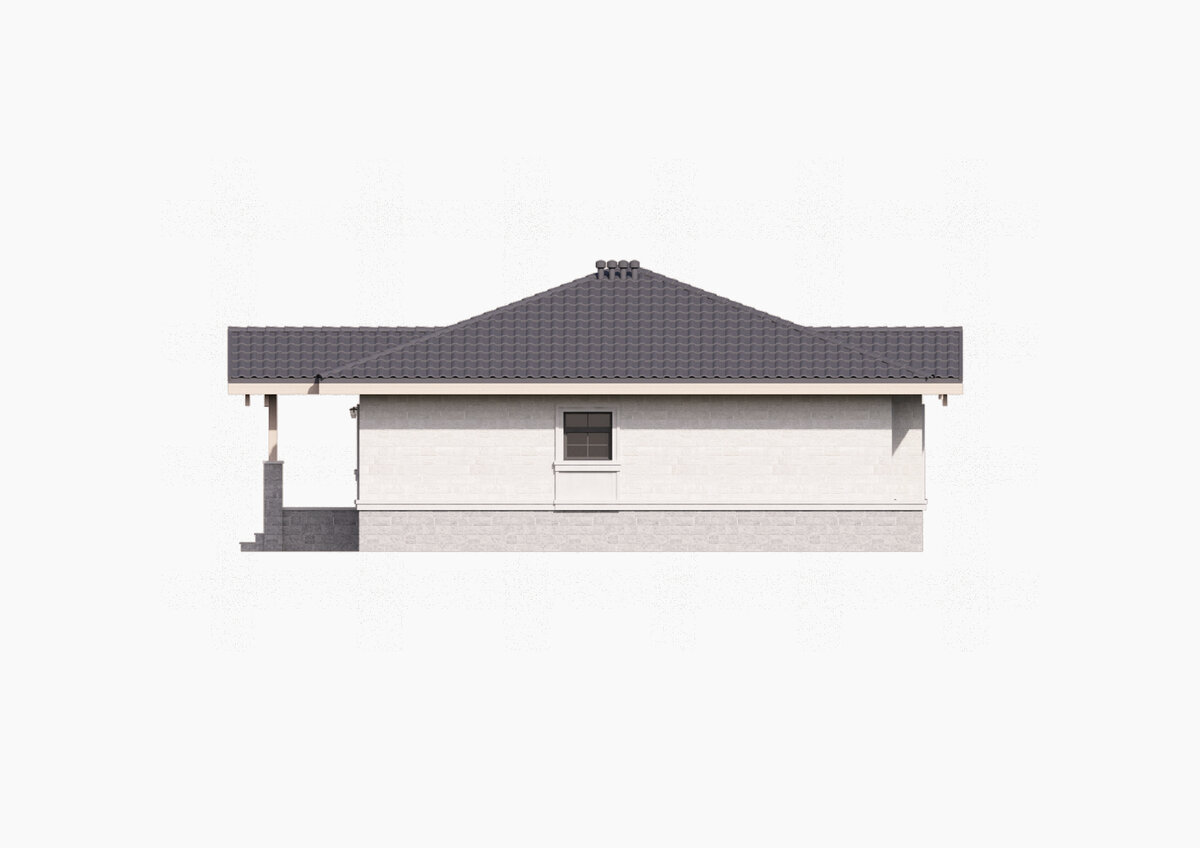 Проекция фасада (вид сбоку) одноэтажного дома «Бавария-109»