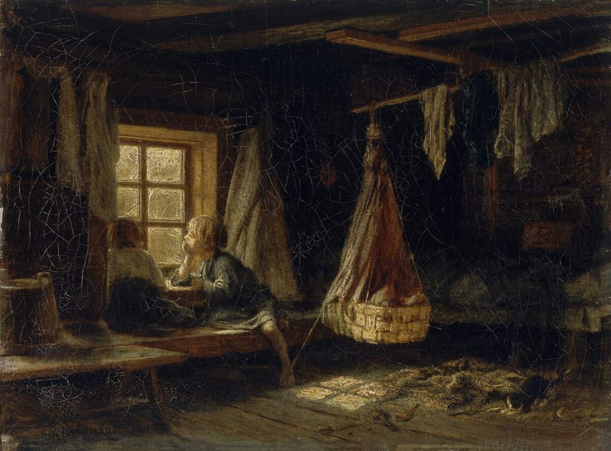 Савицкий К.А. : Дети в избе, 1860-е, ГРМ 