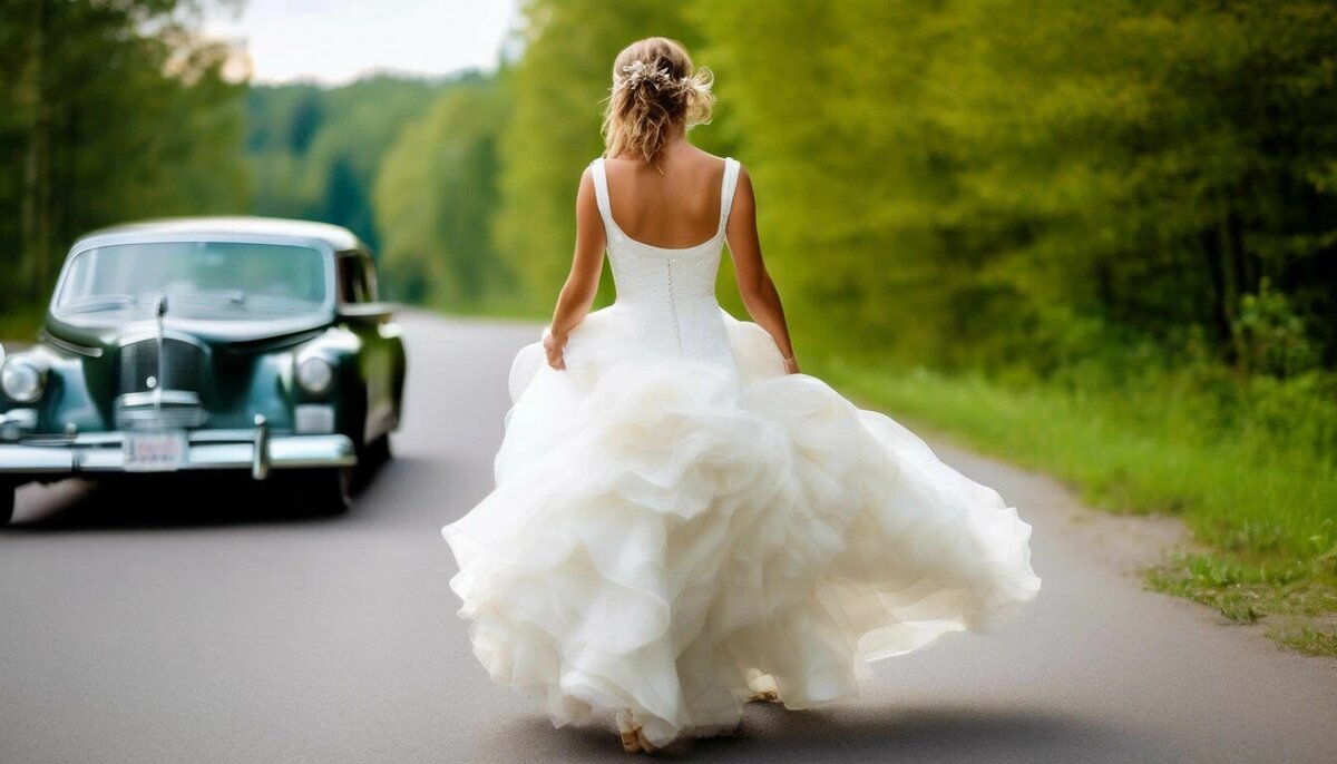 А это бывшая невеста убегает со свадьбы