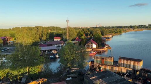 Вечерний Калининград вид на реку Преголю с моста Восточной Эстакады