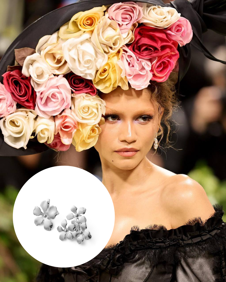 Серебряные ассиметричные серьги "Flower" 