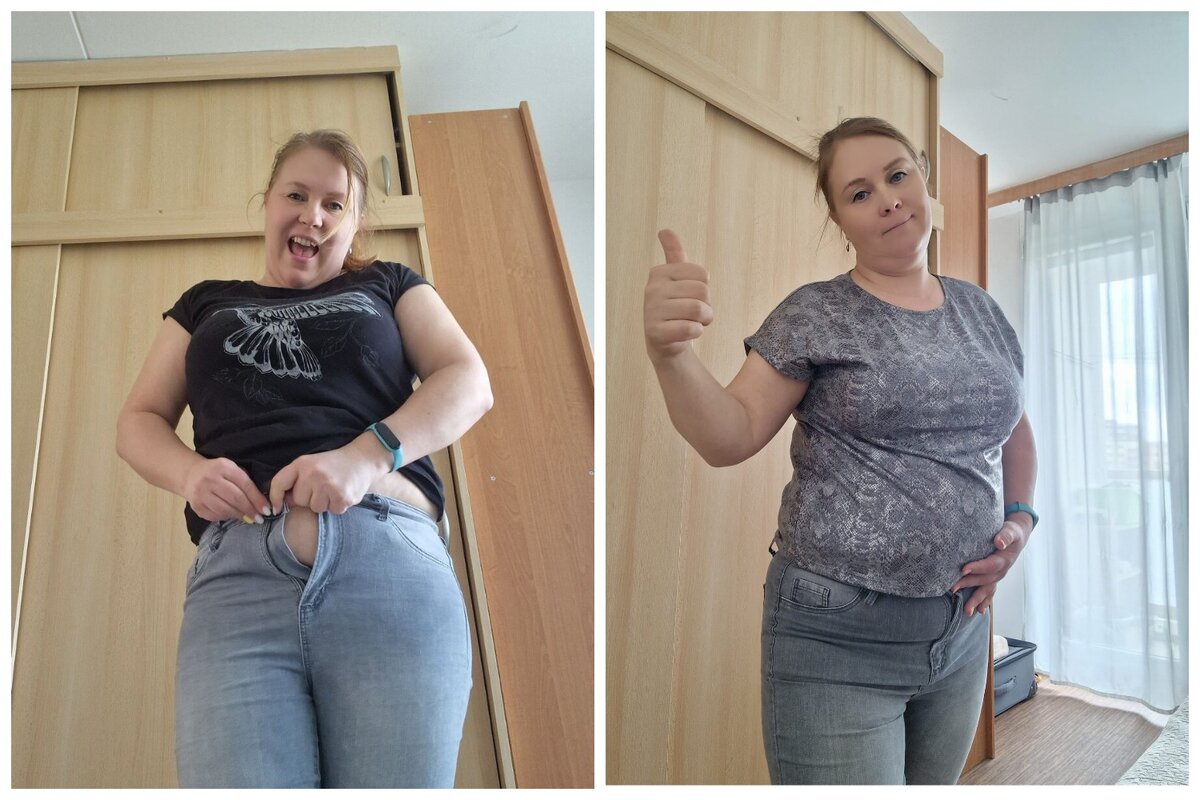 штаны не сходились - штаны сошлись) но нужно еще бы килограммов 5 убрать. Живот не нравится.