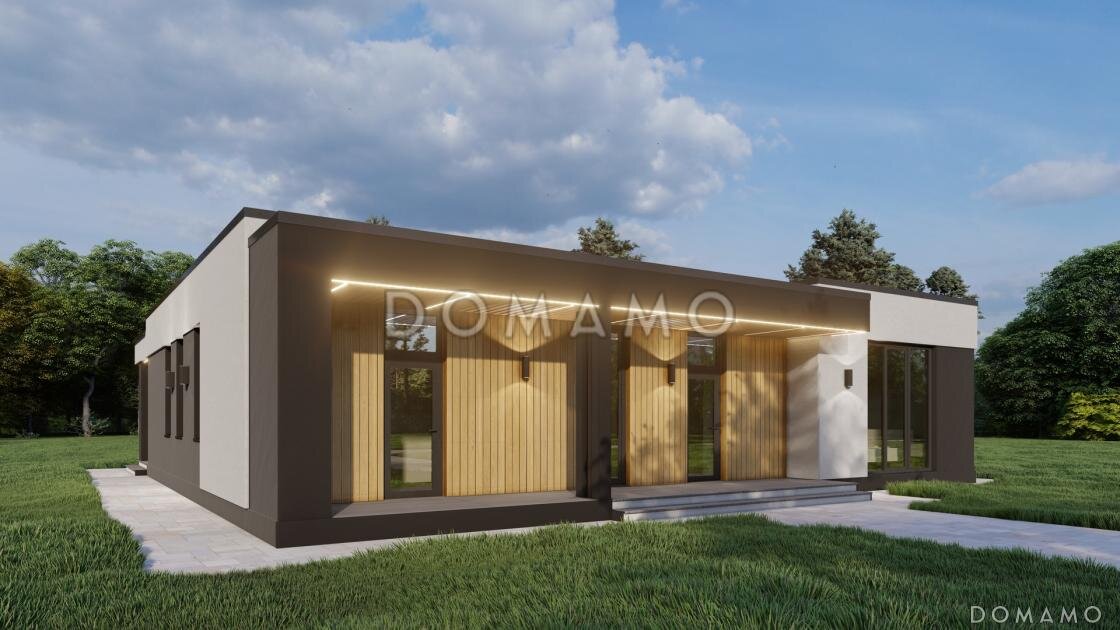 Проект D6256 — одноэтажный современный дом с плоской крышей