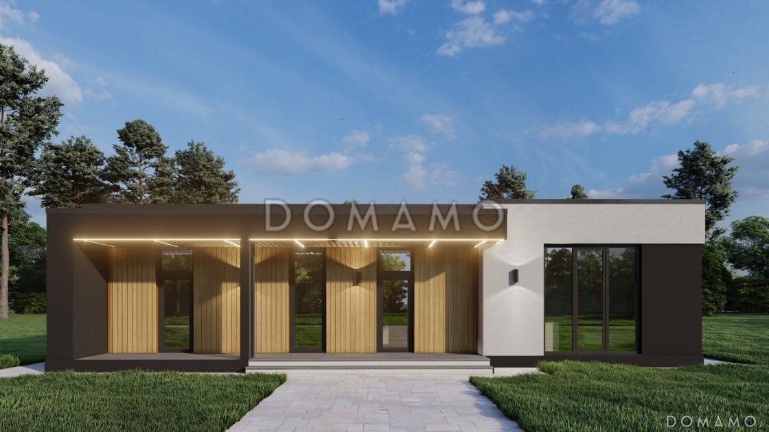 Узкие окна в пол со стороны крыльца