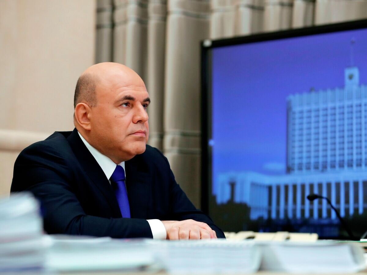    Председатель правительства РФ Михаил Мишустин во время заседания в режиме видеоконференции президиума Координационного совета при правительстве РФ по борьбе с распространением коронавирусной инфекции © РИА Новости / Дмитрий Астахов
