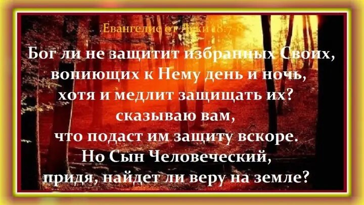 Евангелие от Луки, глава 18, стихи: 7-8