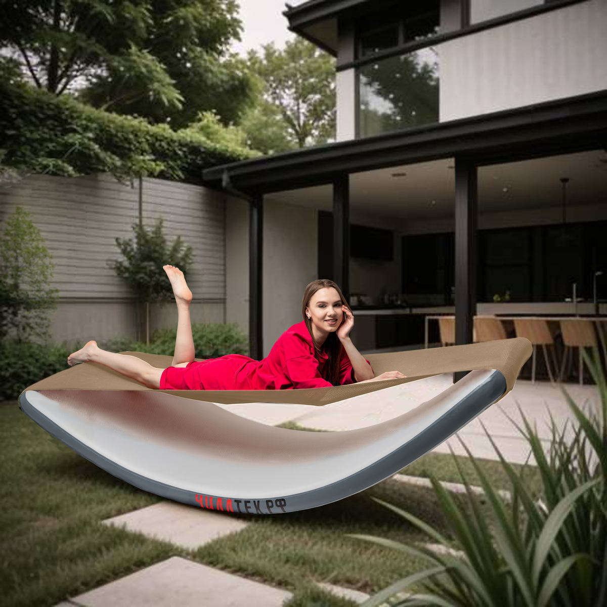 Вариант использования гамака-шезлонга 