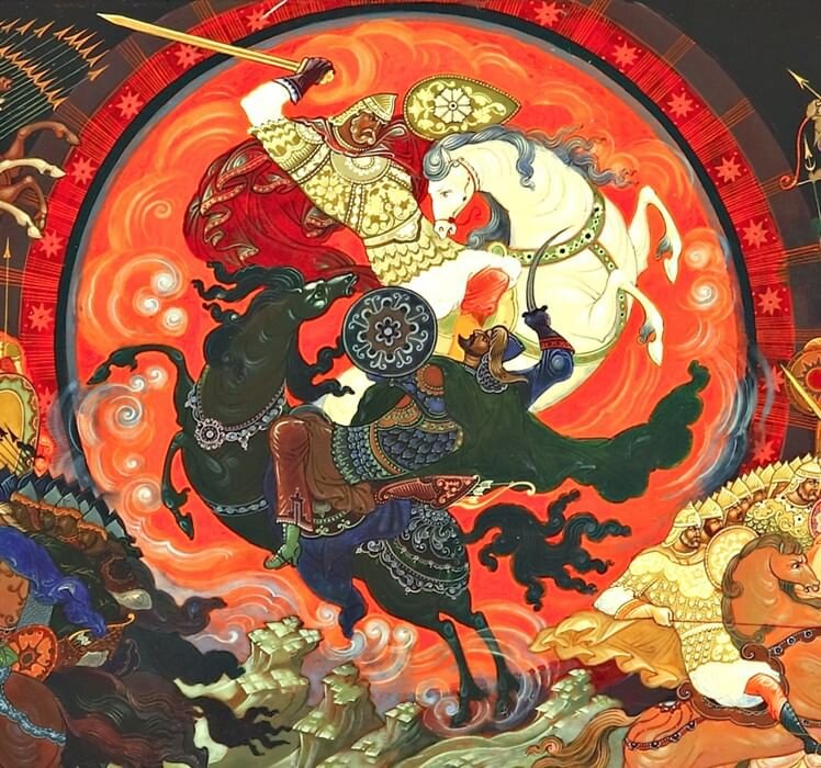 Кукулиева Калерия Васильевна, Кукулиев Борис Николаевич. "Куликовская битва" панно (фрагмент) 1979 г.