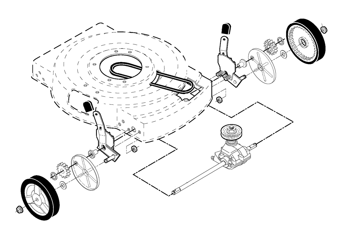 За основу взята картинка из открытых  источников. Схема ременной передачи на ведущие колеса.