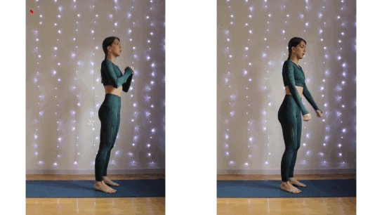 Биться пятками не нужно. Лучше мягко амортизировать для хорошего включения мышц