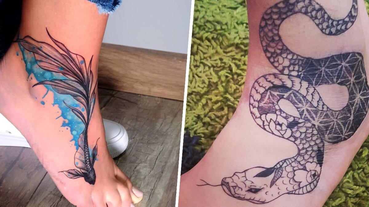 Женская татуировка на ноге