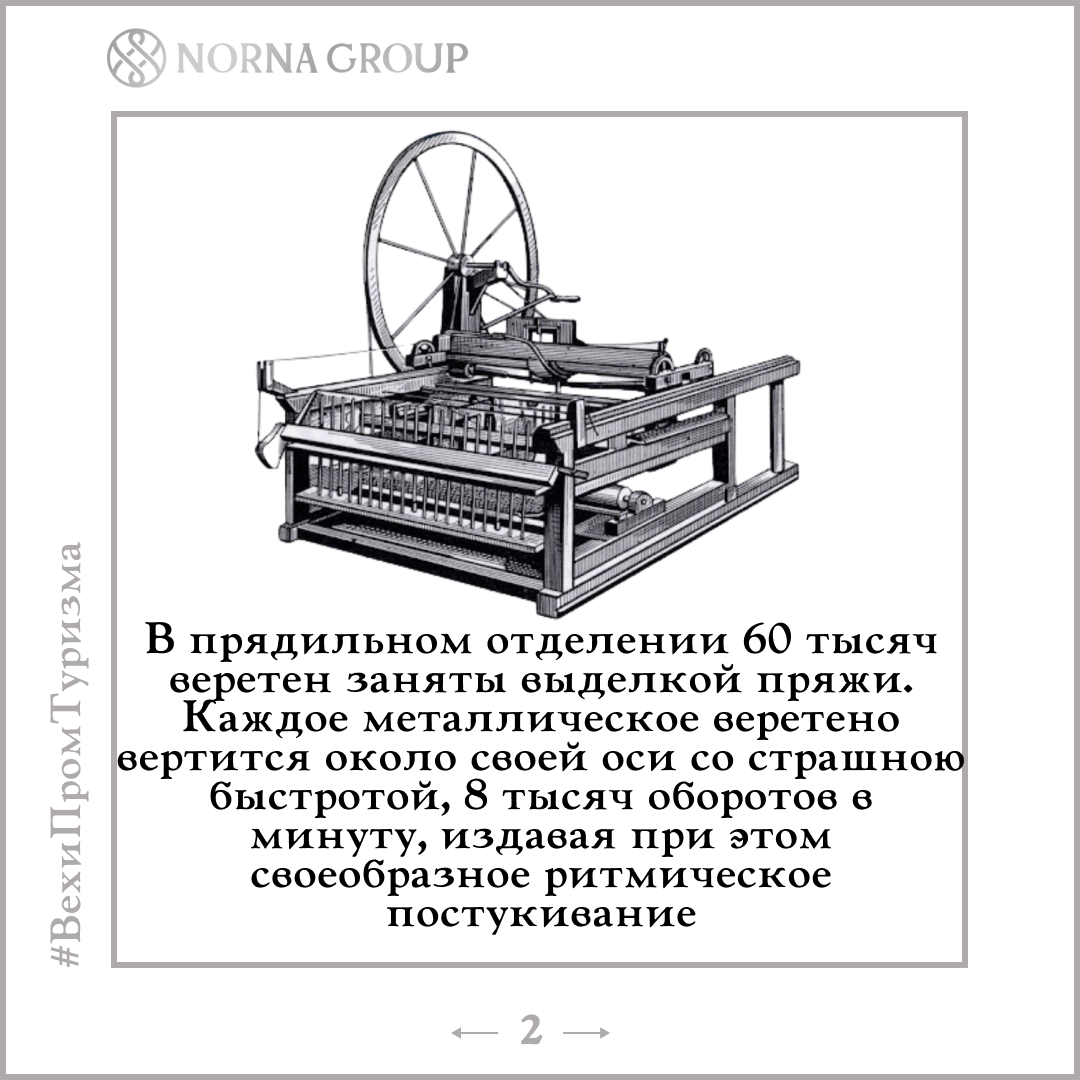 В прядильном отделении 60 тысяч веретен заняты выделкой пряжи.