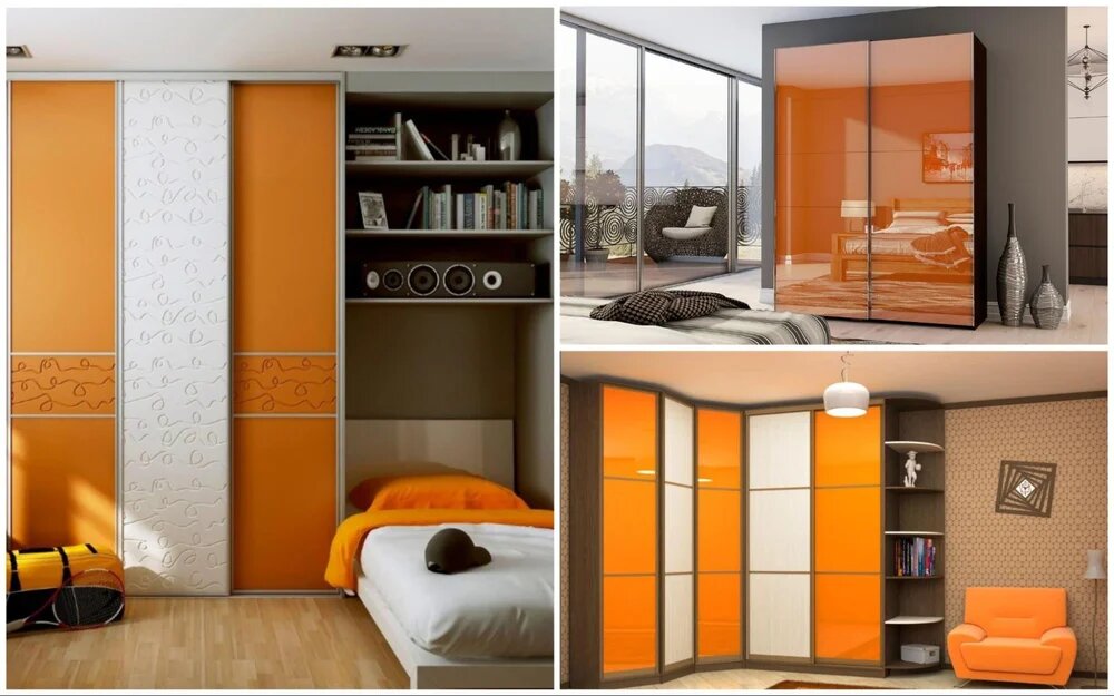 Оранжевые конструкции прекрасно сочетаются с белой, кофейной, серой палитрой. Они и выделяются, и при этом гармонично вписываются в обстановку.