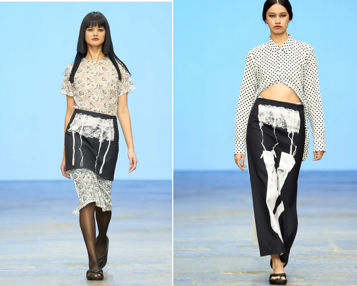 На юбке и брюках, как вы понимаете, 3Д печать.