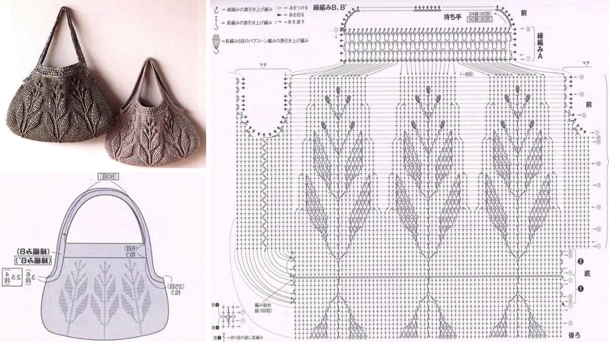 Вязаные сумки крючком со схемами и описанием
