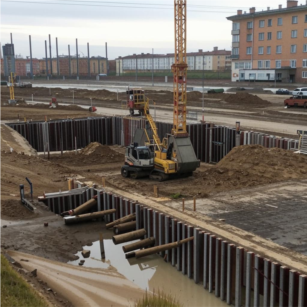 Разметка фундамента, разбивка свай в Колпинском районе Санкт-Петербурга 