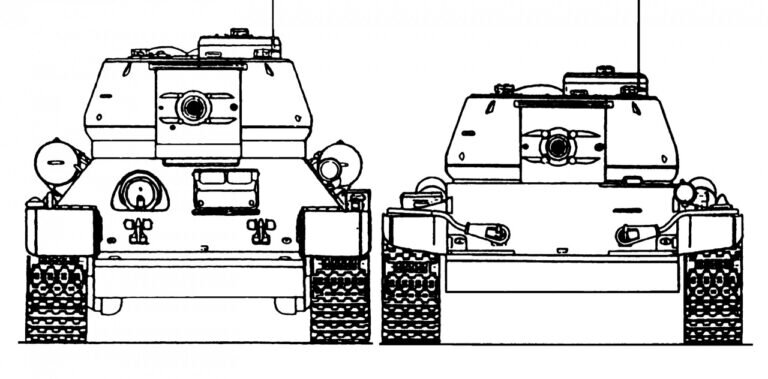  Передние проекции танков Т-34-85 и Т-44