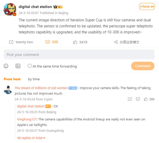 Пост Digital Chat Station в Weibo