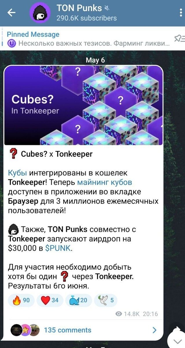 Пост в группе TON Punks 