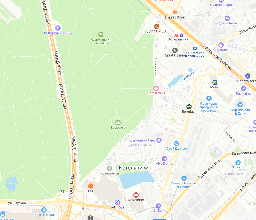 Карта мкр, Опытное поле и Белая Дача