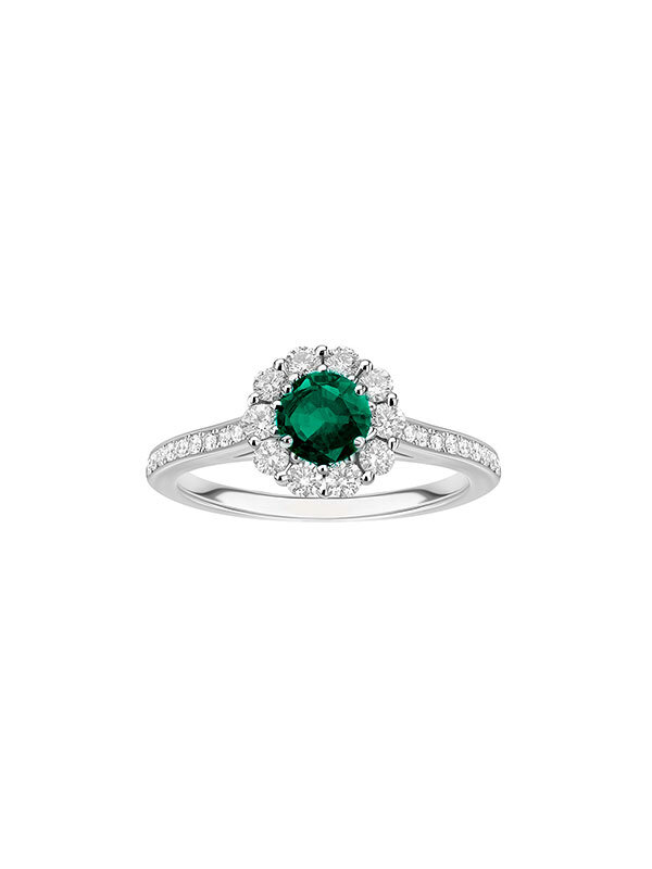 Кольцо Garrad Garrard 1735 из платины с бриллиантами и центральным изумрудом