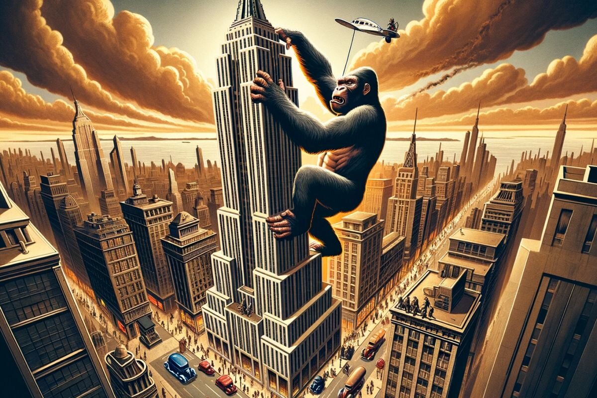 Сцена с Эмпайр-стейт-билдинг — одна из самых узнаваемых в кинематографе. Источник: нейросеть📷
