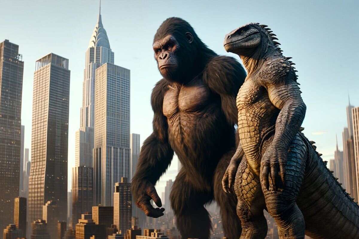 Годзилла появляется в фильме о Кинг-Конге в нескольких фильмах. Источник: нейросеть📷
