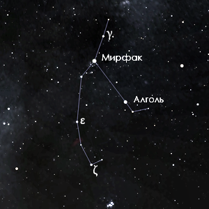 Звезда Алголь в созвездии Персея