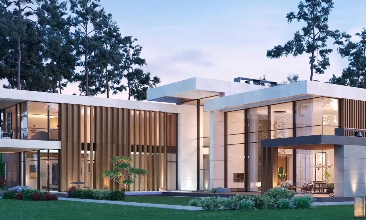 За счет ландшафтных особенностей участка важно было расположить зону СПА и бассейн так, чтобы оттуда открывался красивый вид