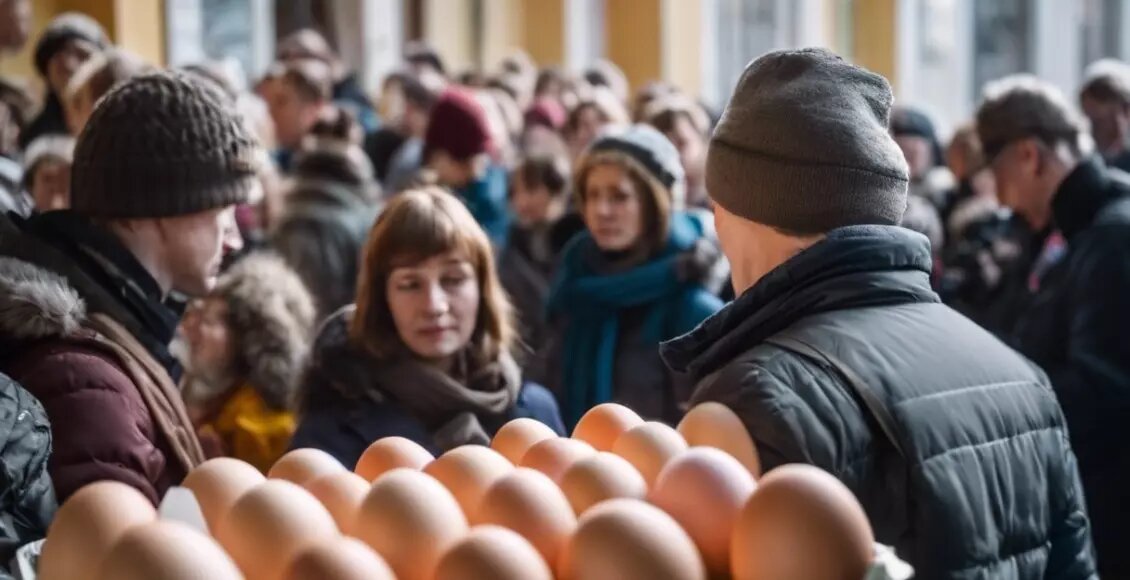 Очередь за яйцами — это не про СССР, а про сейчас. Фото: Дизинфо
