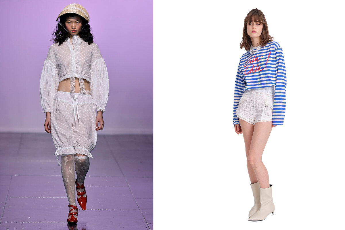    Слева направо: показ Yuhan Wang, Весна/Лето 2024, шорты Les Archives