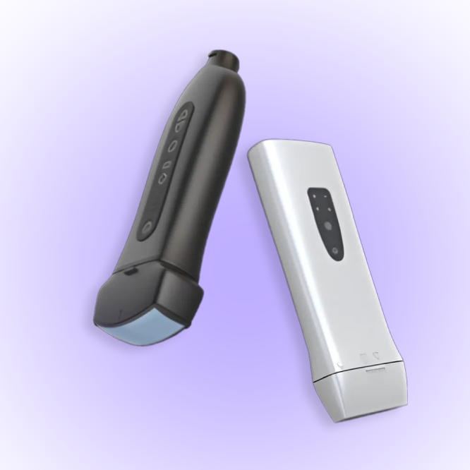 На изображении представлены современные портативные ультразвуковые аппараты, которые становятся ключевыми инструментами в современной медицине. Их компактный размер и высокая мобильность делают его идеальным выбором для врачей и специалистов, работающих в различных условиях. 