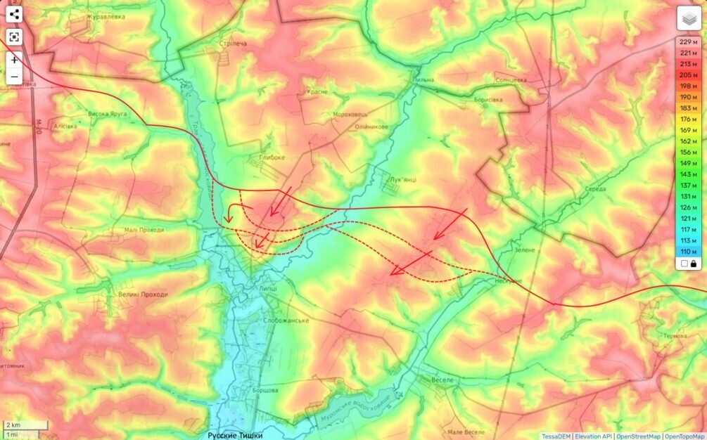    Карта СВО. Попытка окружения села Липцы.