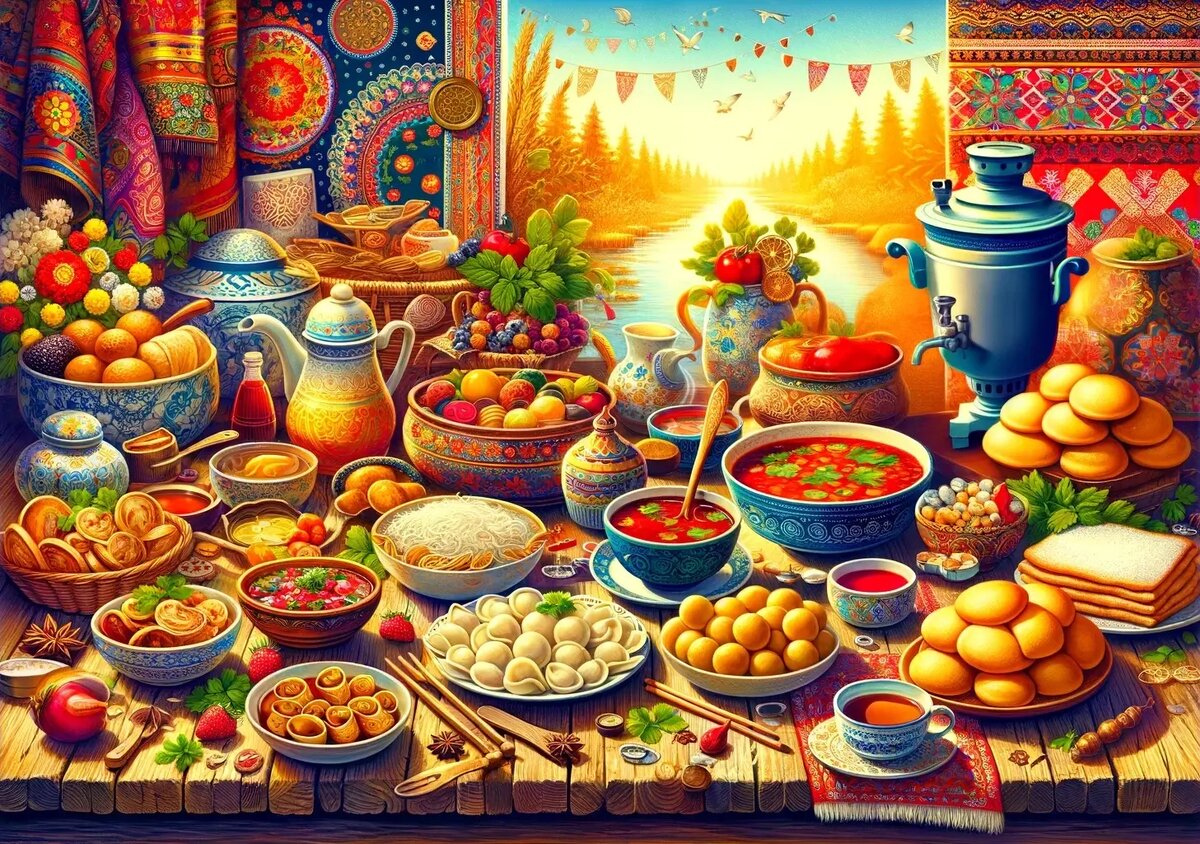 Русское застолье (сгенерировано DALL-E)