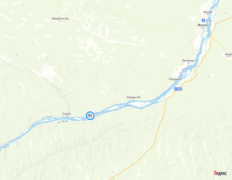 © yandex.ru/map-constructor (База отдыха «Ленские столбы» на карте)