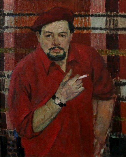  Тулин Ю.Н. Автопортрет в красном 1975г. Из собрания МВЦ "Петербургский художник"
