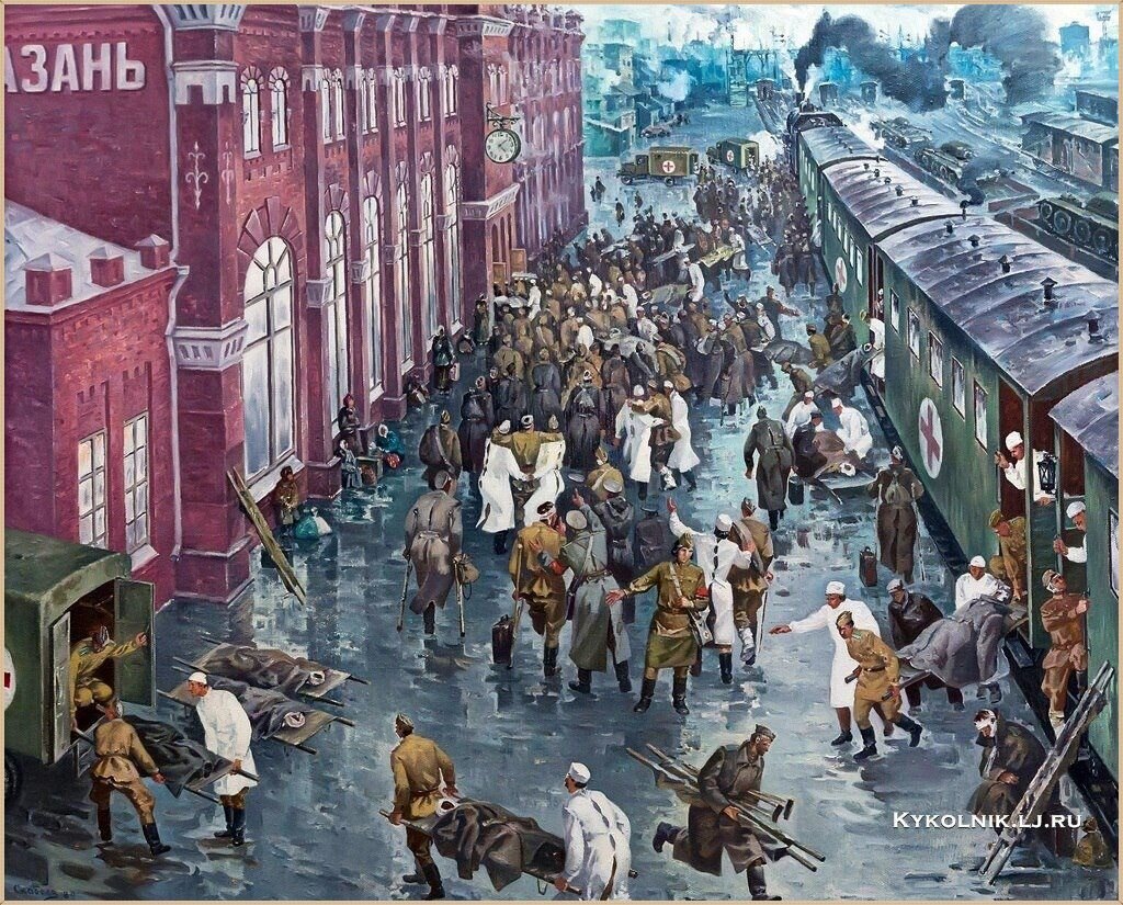 © Валерий Скобеев. Прибытие раненых на Казанский вокзал, 1989 год.