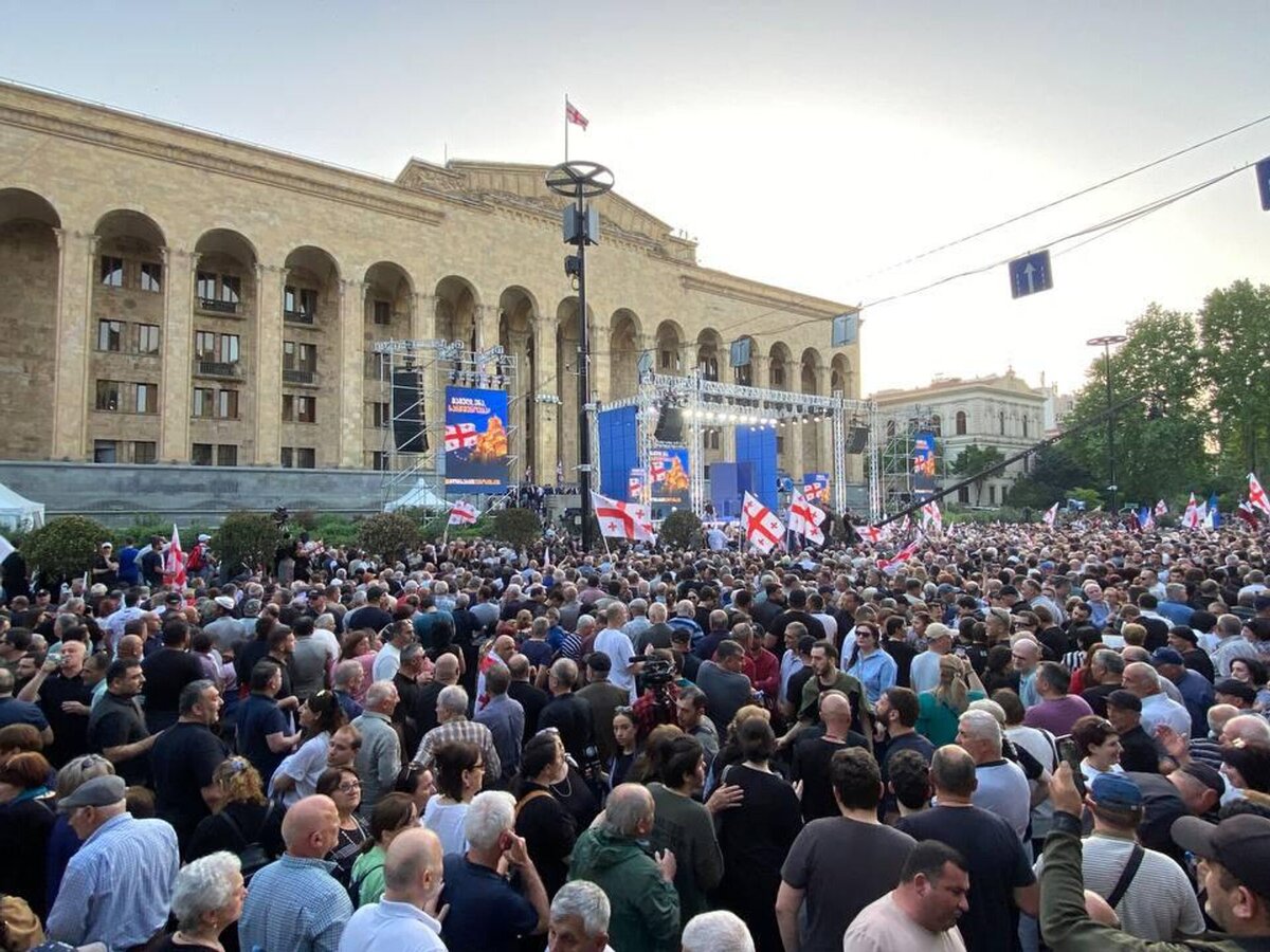 Митинг сторонников правящей партии в Тбилиси