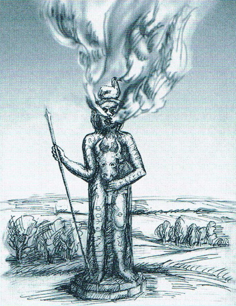 Радегаст или Радогост Языческий славянский Бог. Фото рисунка из открытых источников. Впечатляет, правла? Особенно голова в руках - это щит. 