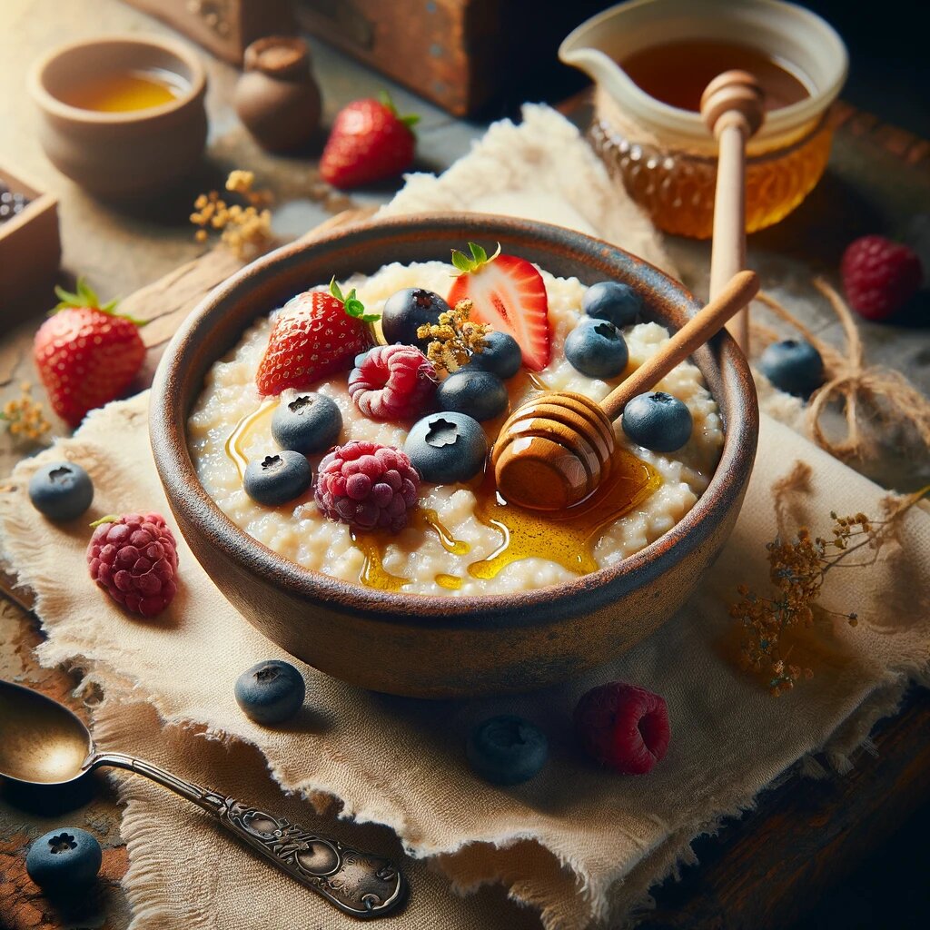 Русская каша с медом и ягодами (сгенерировано DALL-E)