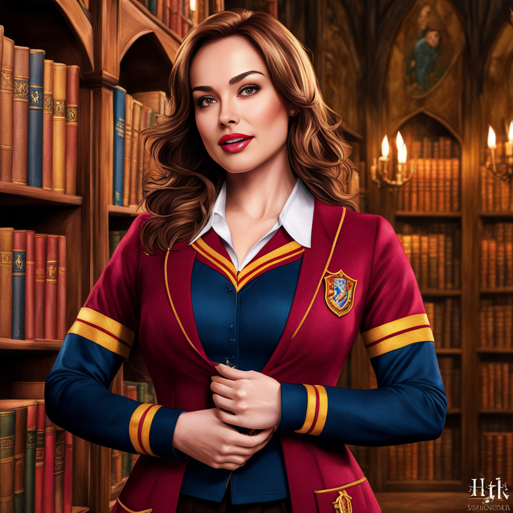 Девушка из Гриффиндора в библиотеке Хогвартса