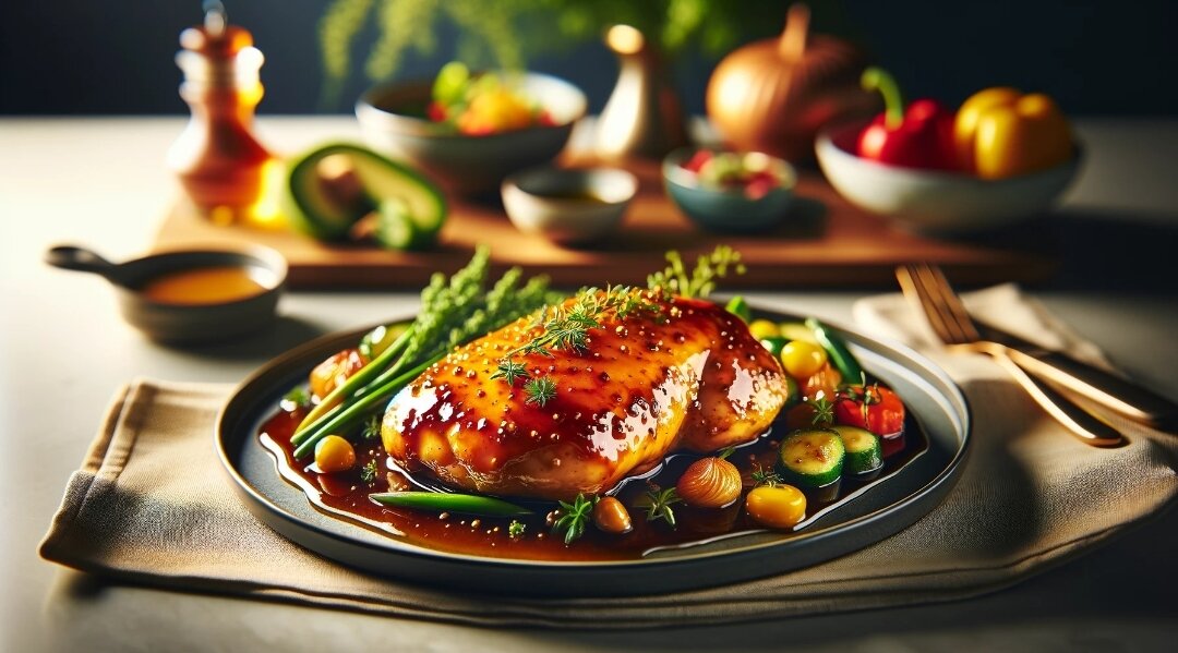 Курица с Овощами в Медово-Горчичном Соусе