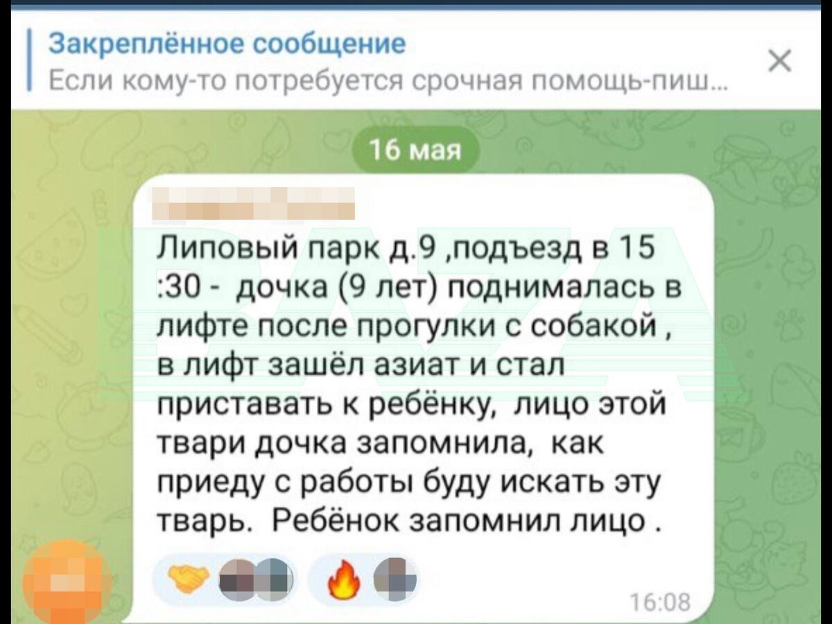 Скриншот из телеграм-чата
